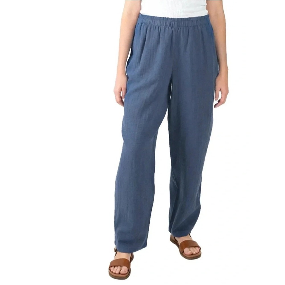 Coldwater Creek Women's Cotton Gauze Pull-On Pant, Blue, Size: 2XL, New